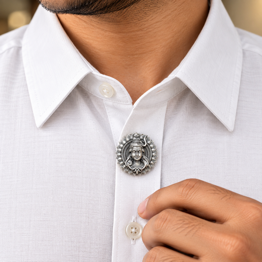 Silver Shiva Brooch