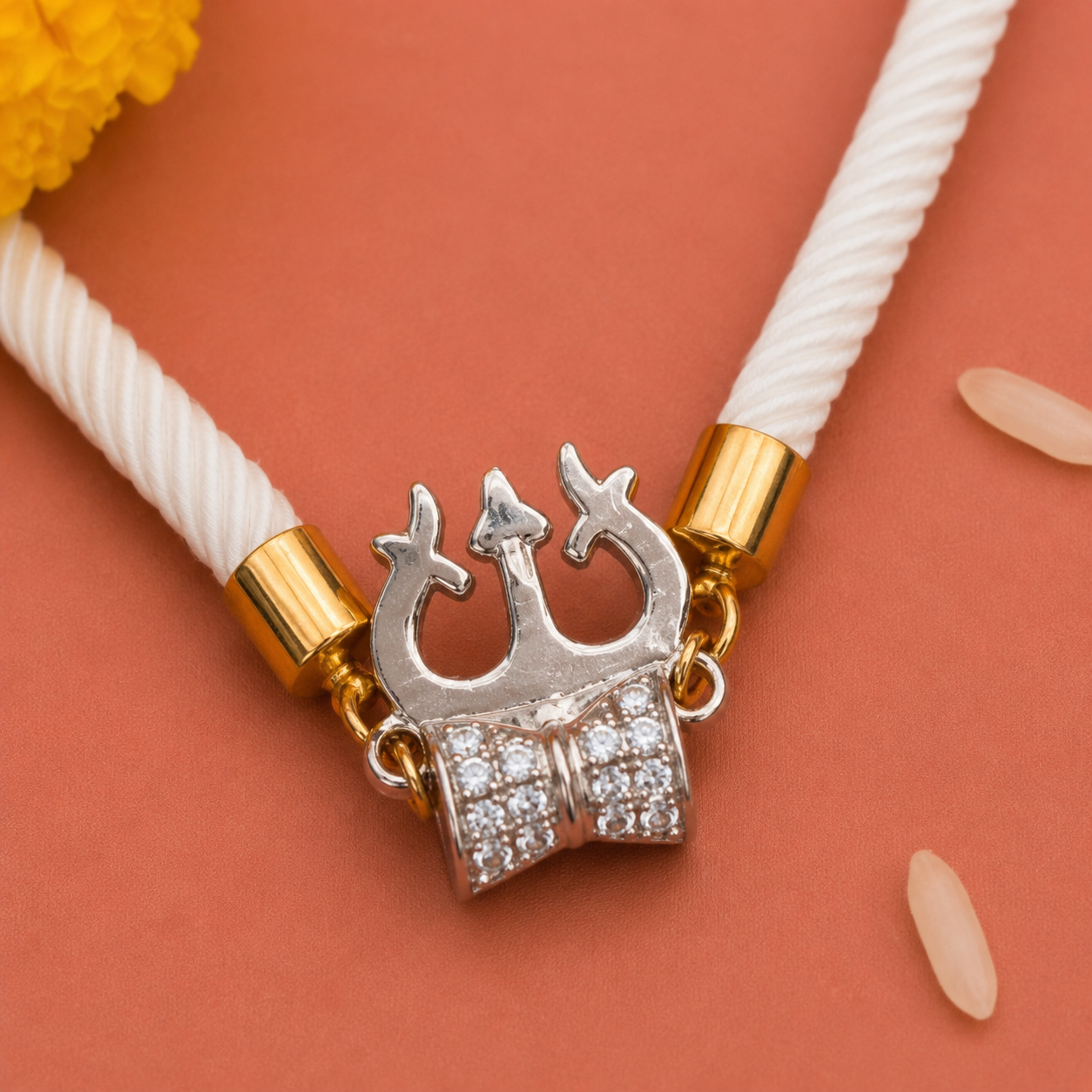 Silver Trishul thread Rakhi