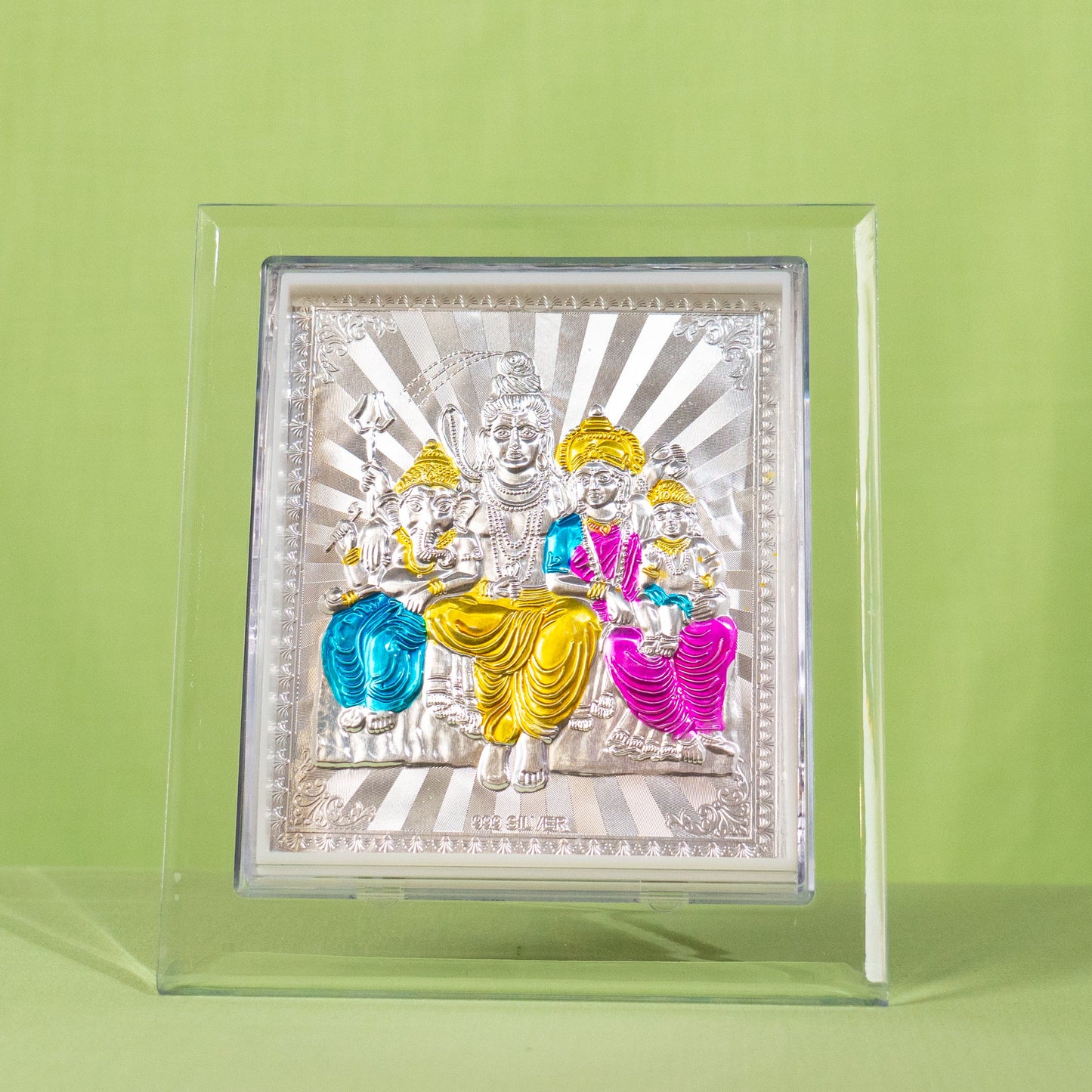 Silver Coated Shiva Family Frame (No 3)