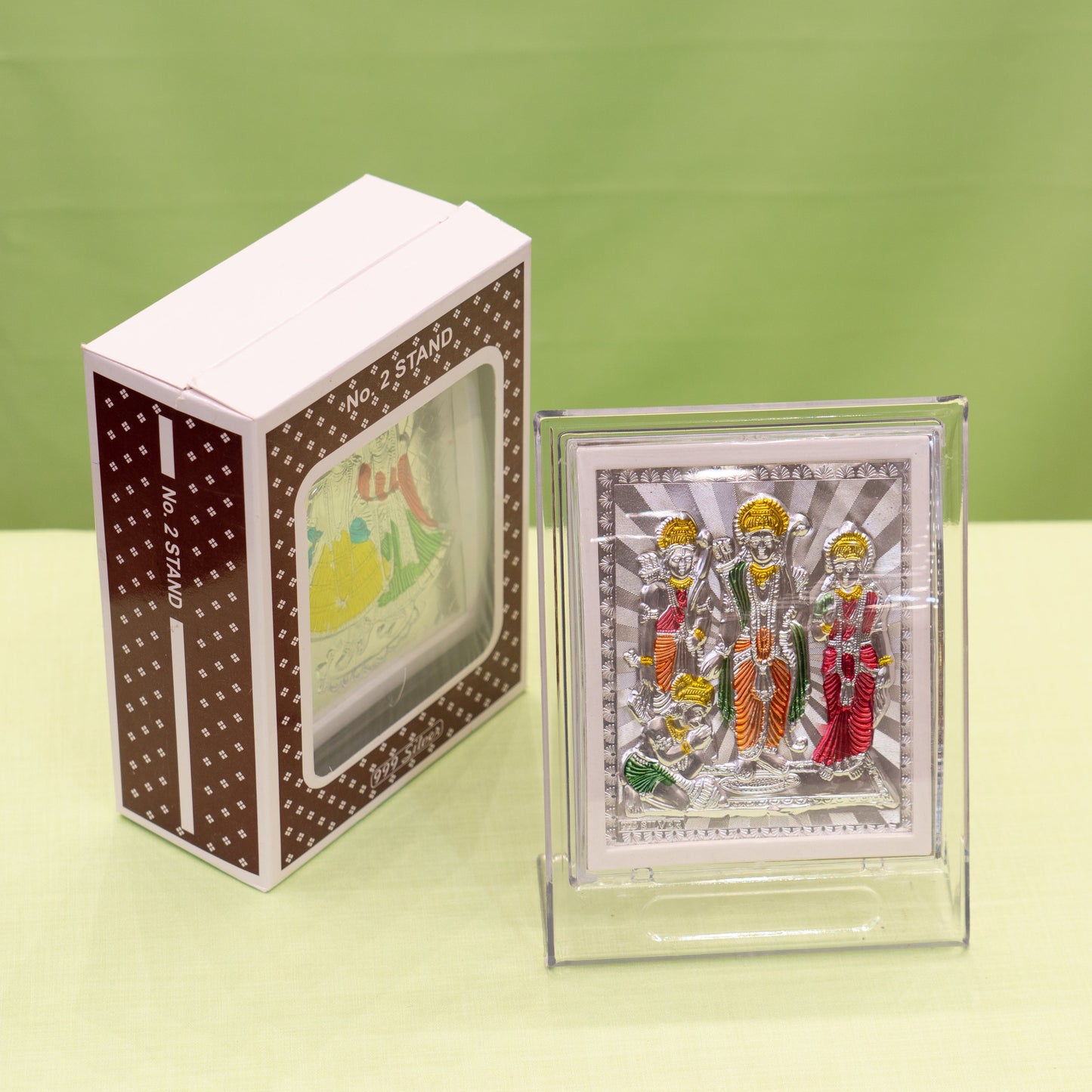 Silver Coated Ram Parivar Frame (No 2)