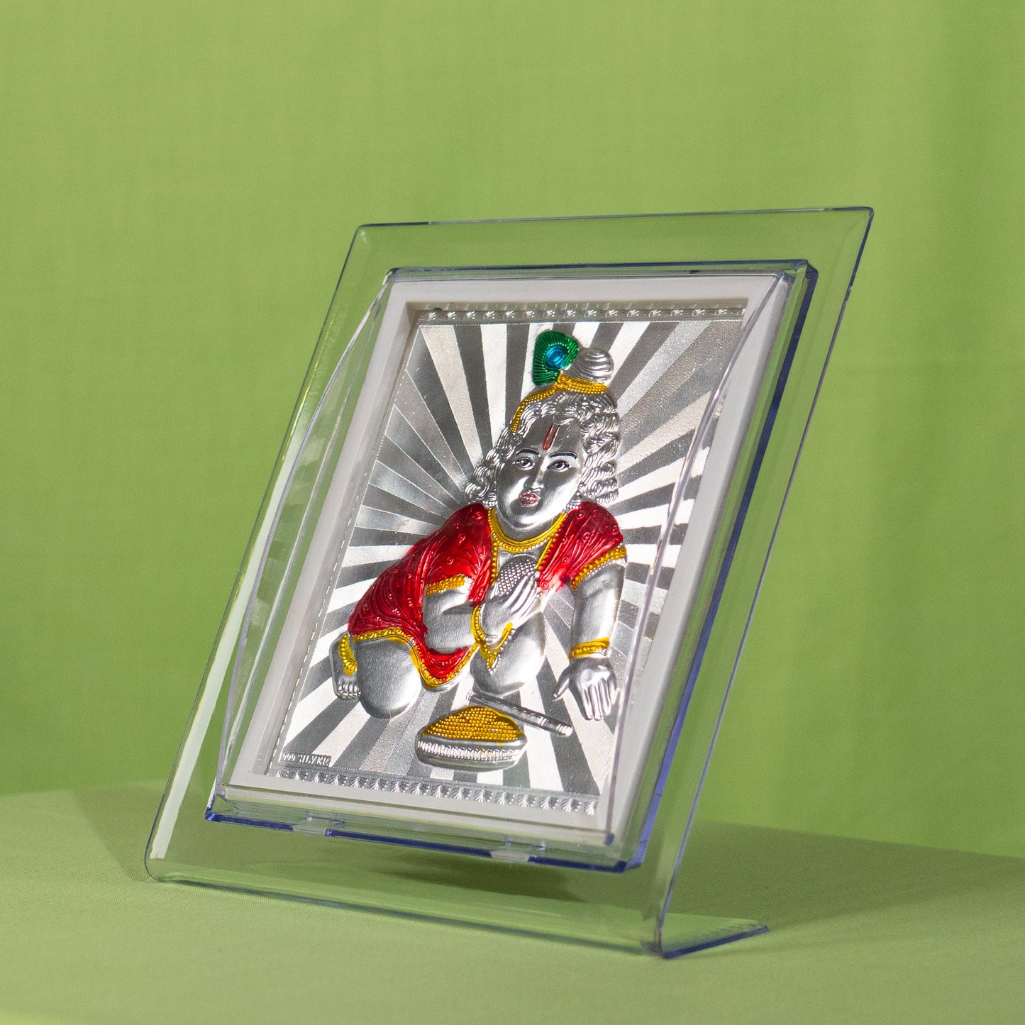 Silver Coated Laddu Krishna Frame (No 3)