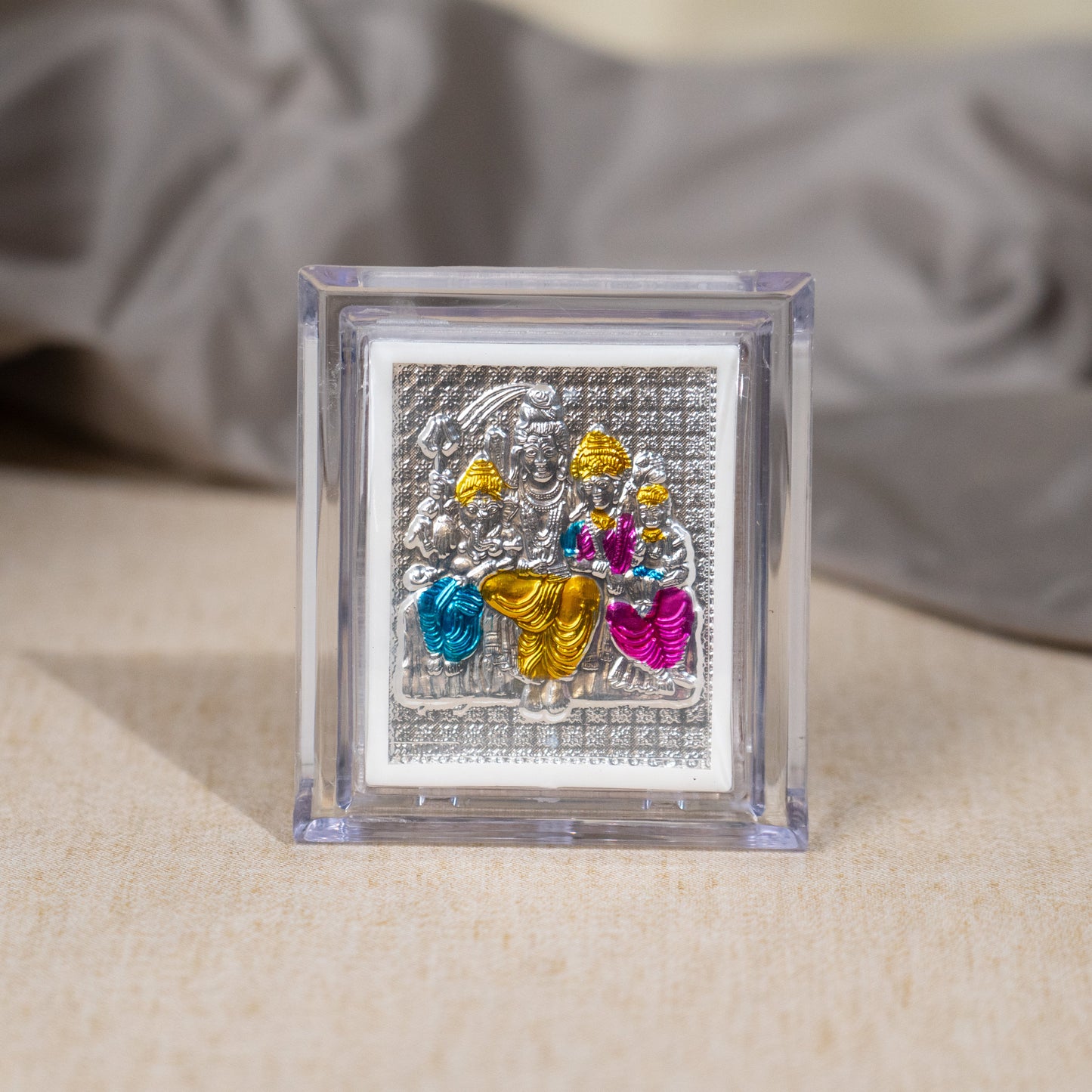 Silver Coated Shiva Family Frame (Mini)