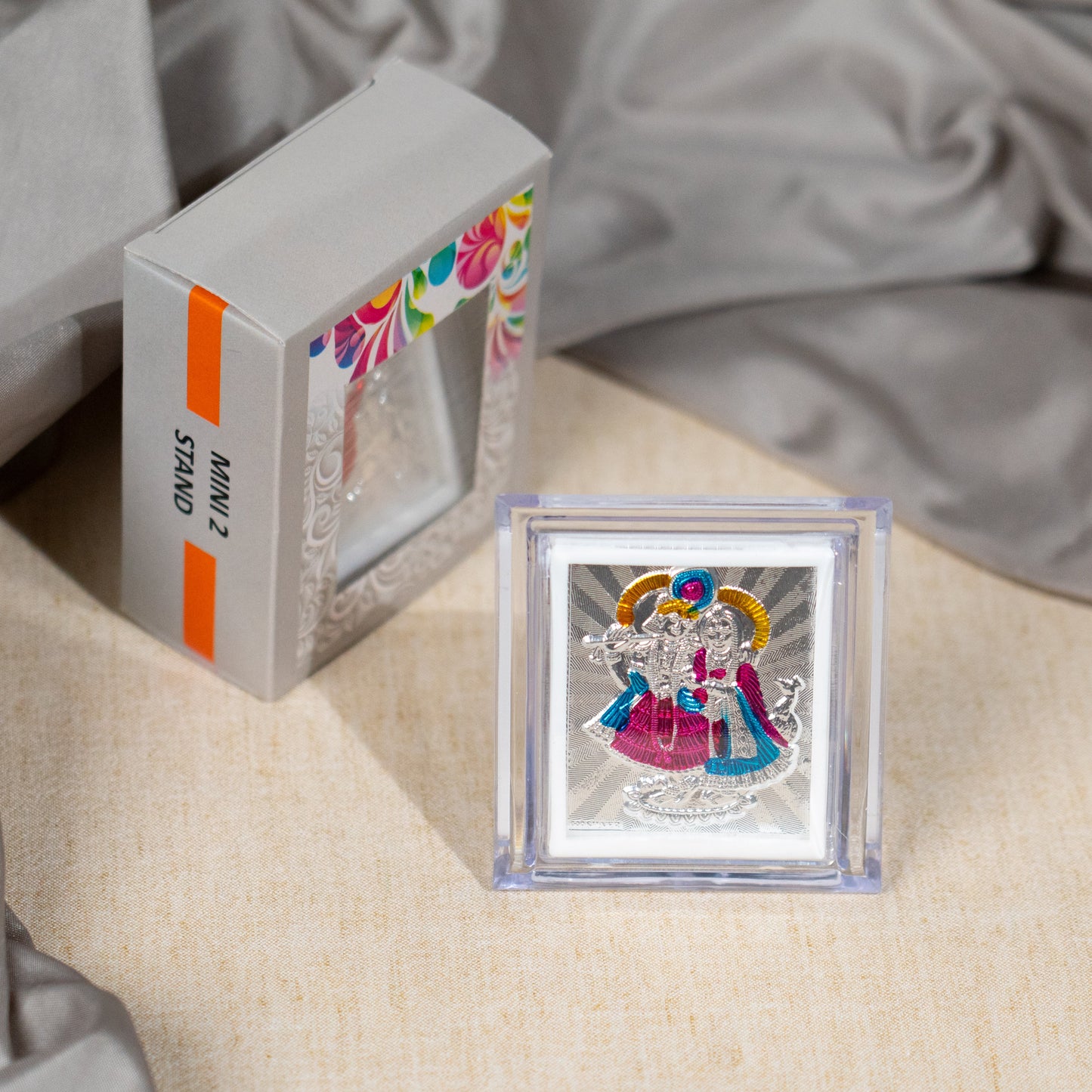 Silver Coated Radha Krishna Frame (Mini)