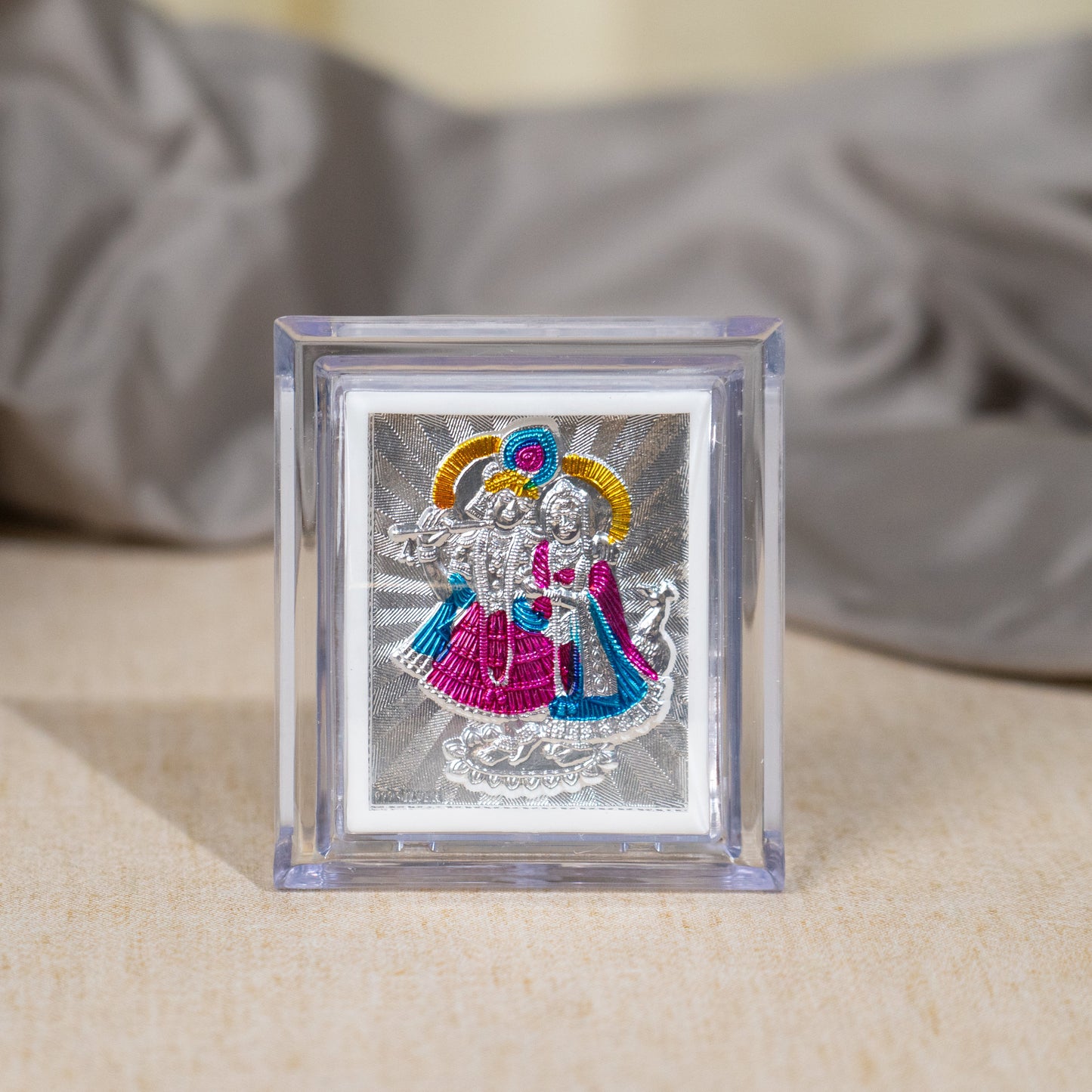 Silver Coated Radha Krishna Frame (Mini)