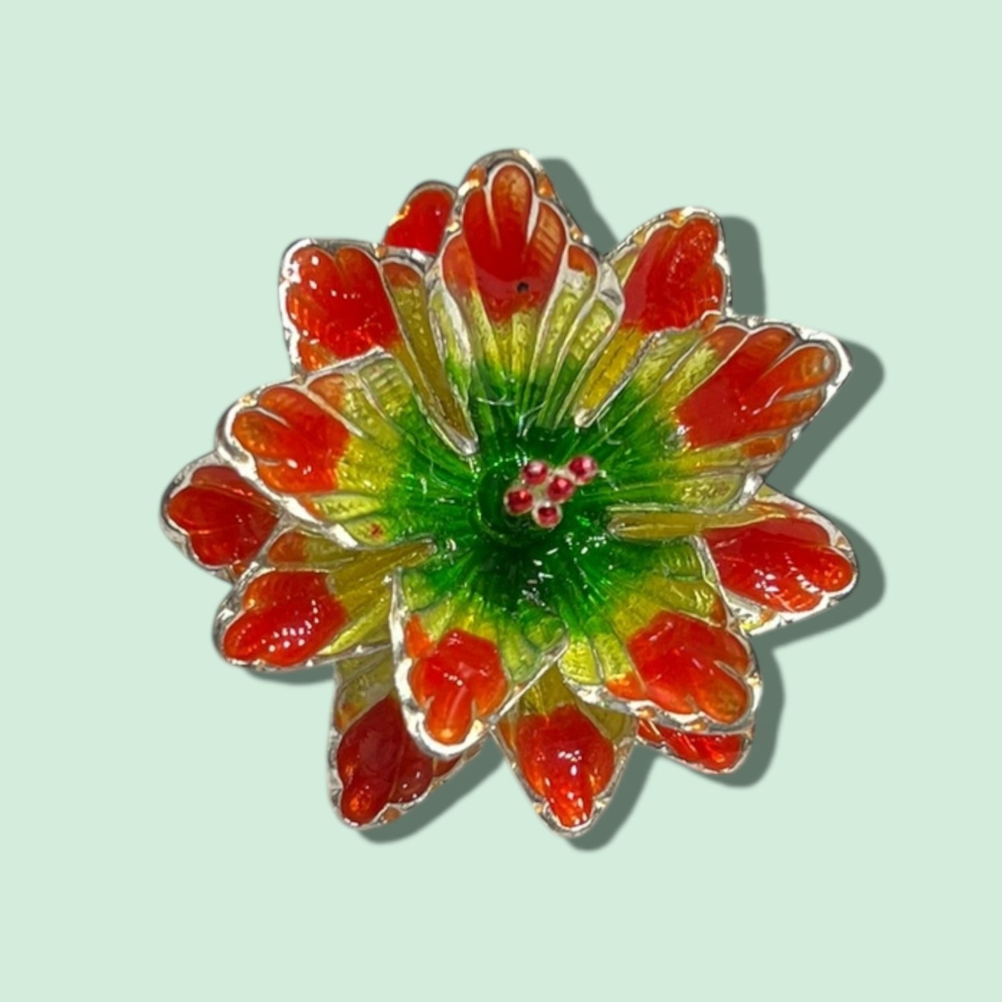 SILVER ENAMEL FLOWER