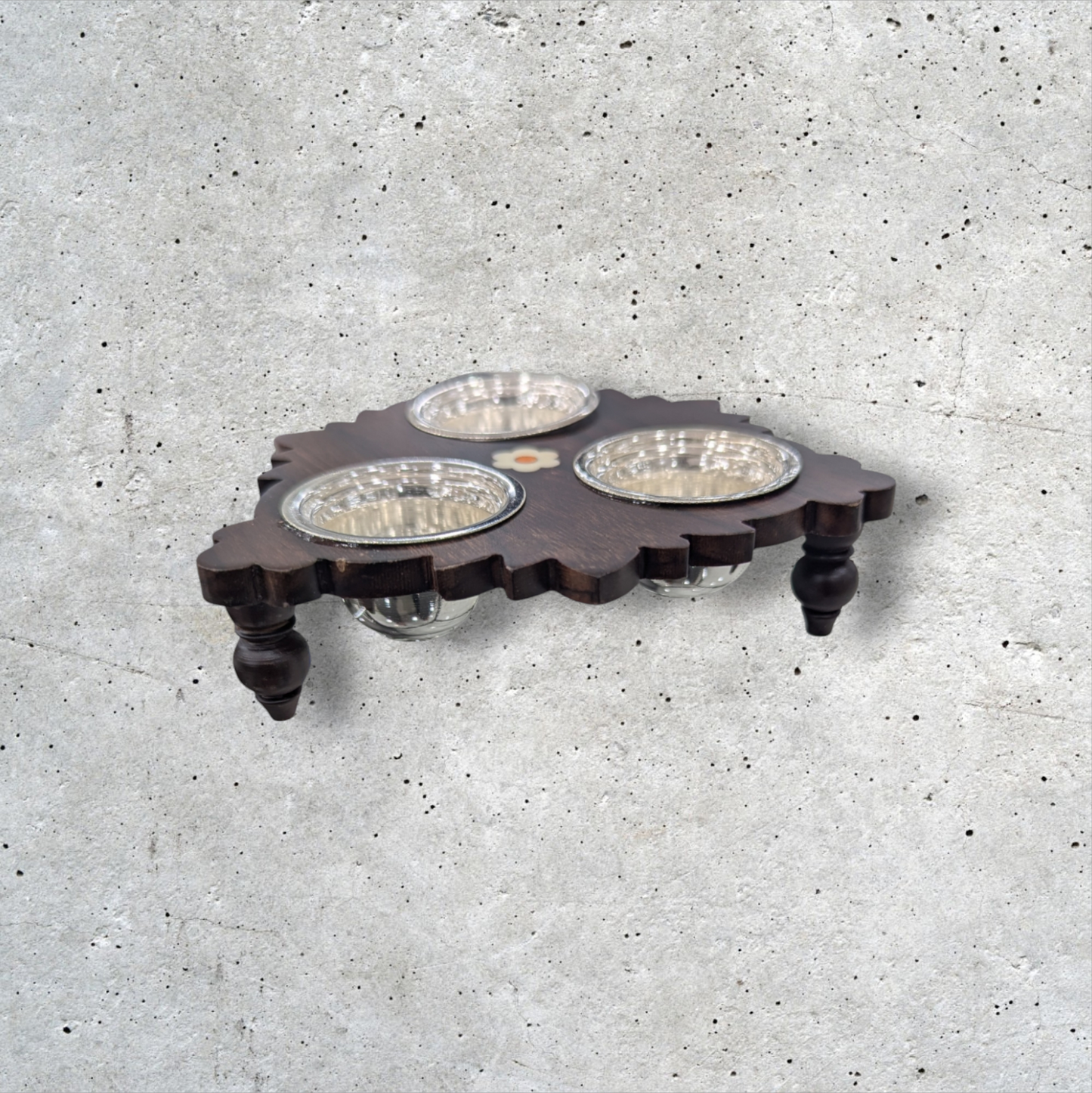 Silver Rosewood 3Bowls Stand