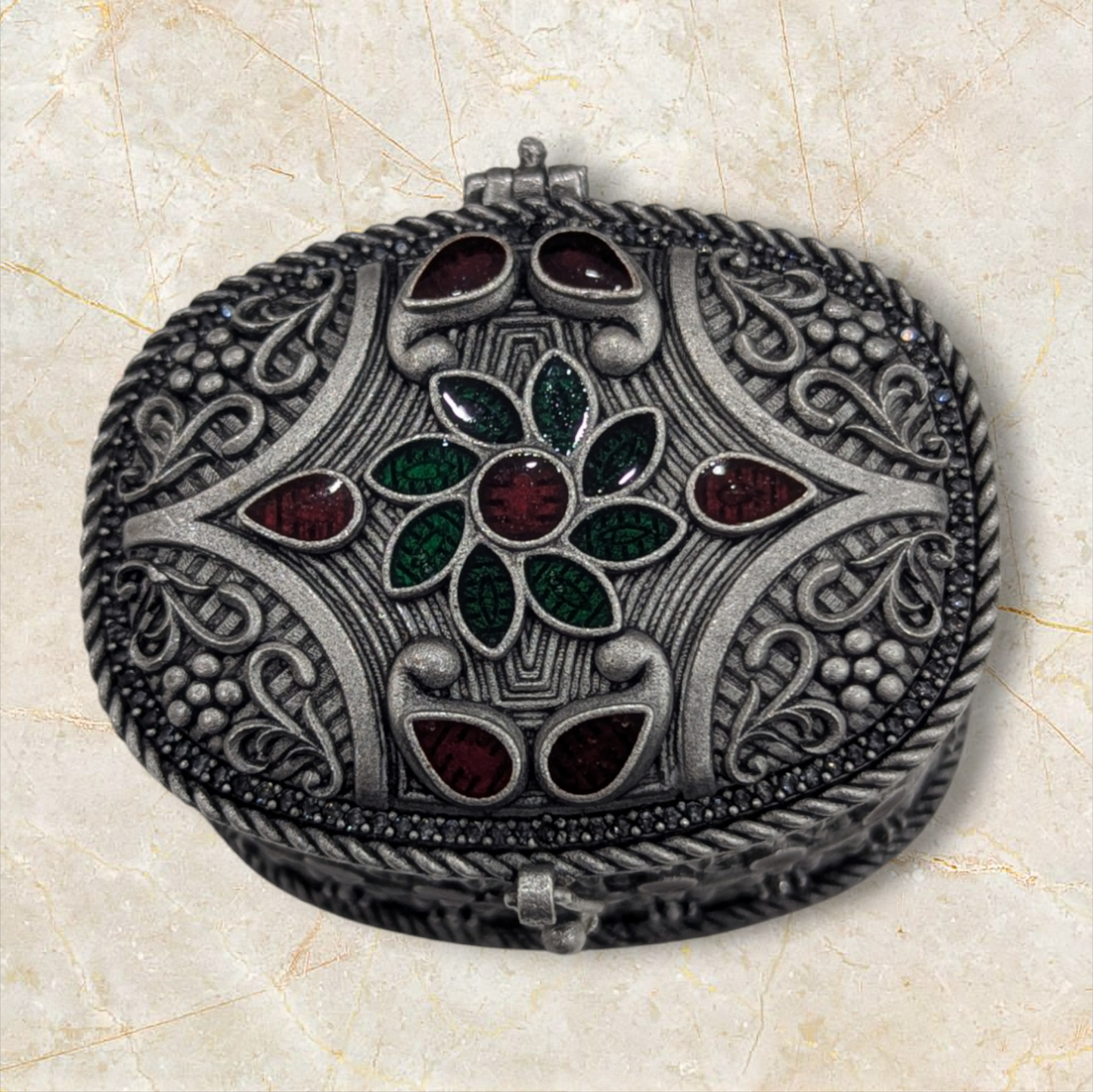 Emerald Antique Stone Kumkum Bharani