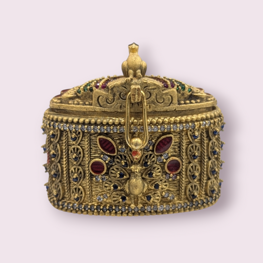 Silver Gold Plated Stone Kumkum Bharani