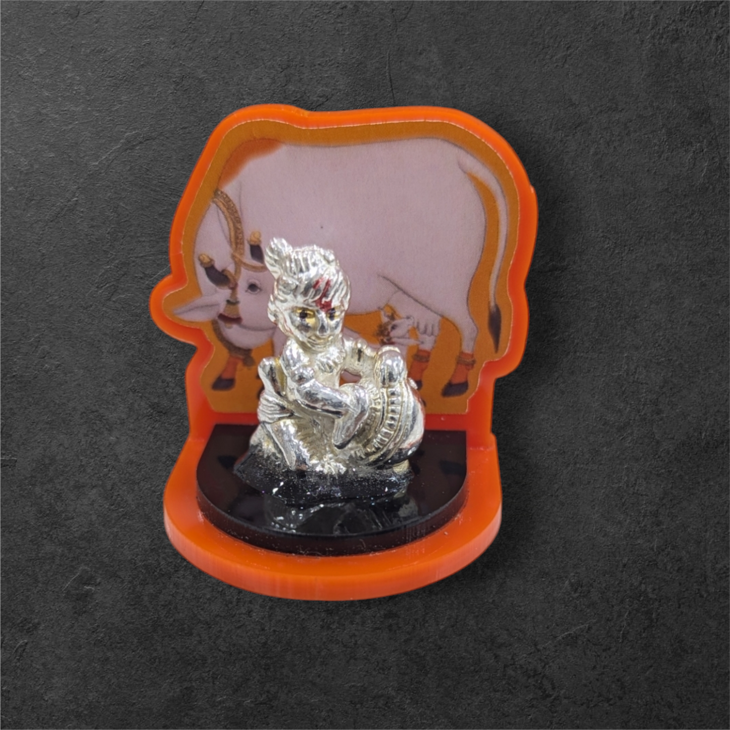 Silver Krishna Cow Idol