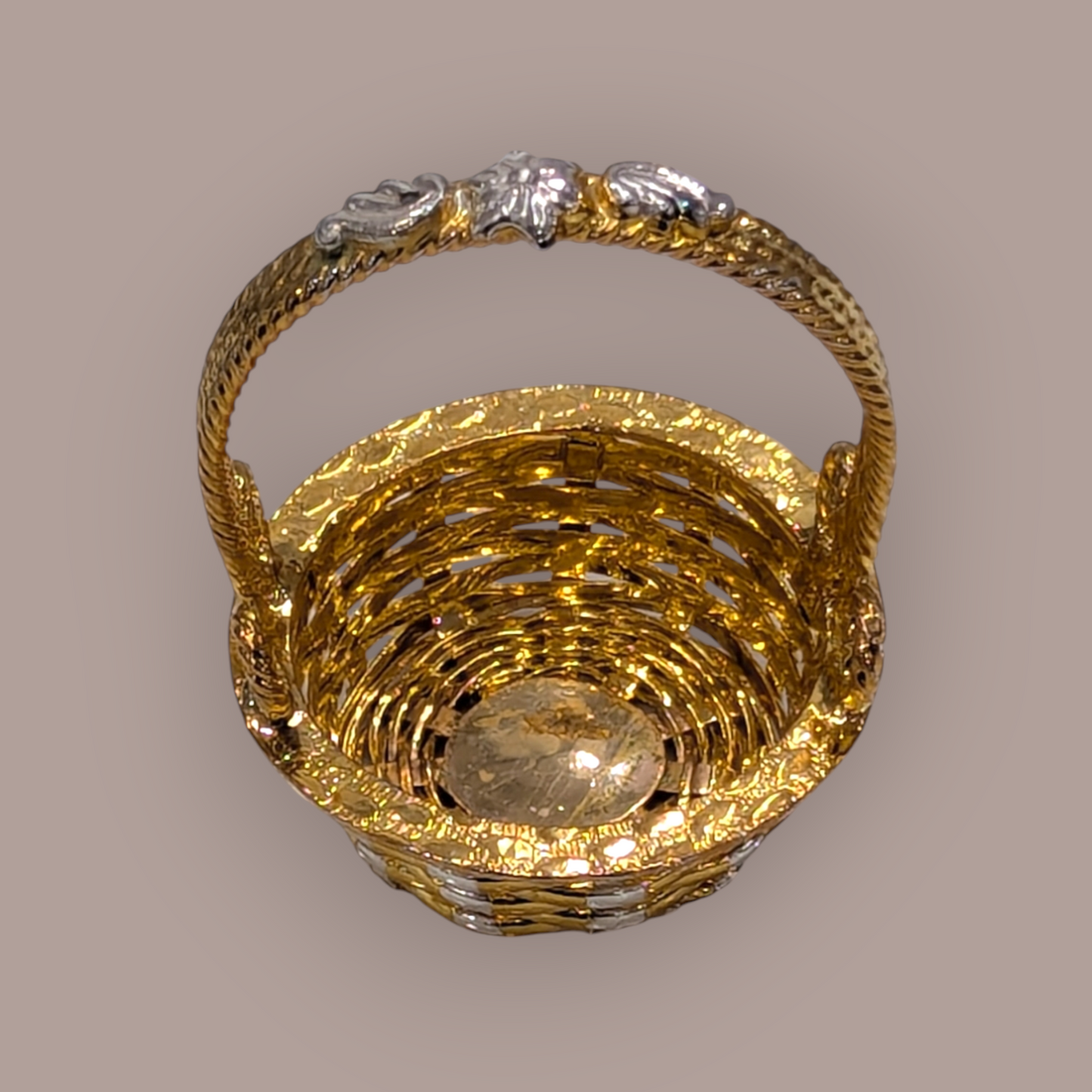Sillver Gold Polish Flower Basket