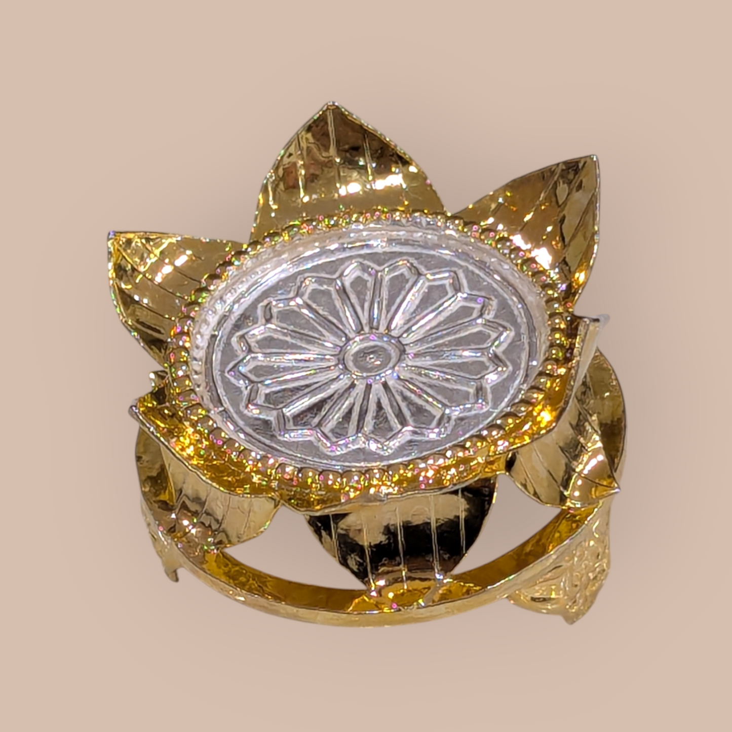 Silver Gold Polish Flower Simhasanam