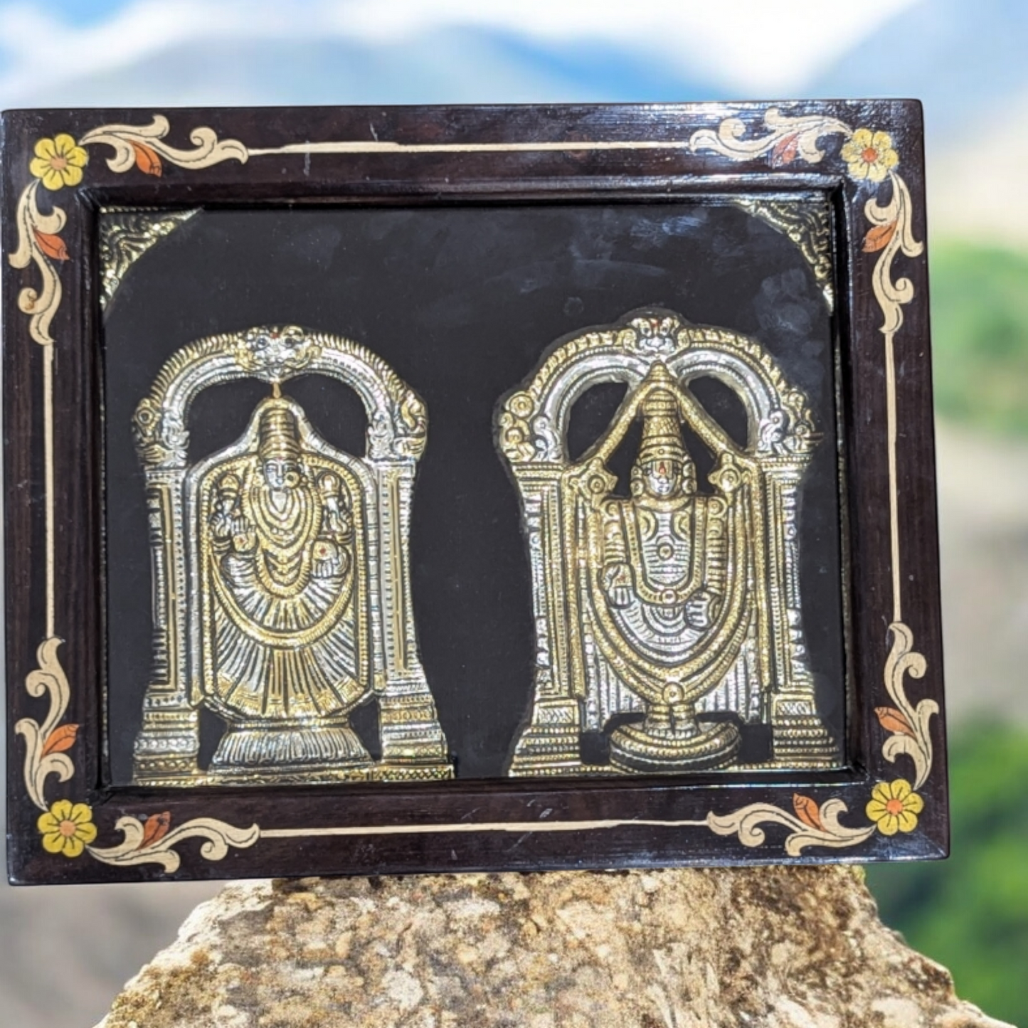 Silver Balaji With Padmavathi Rosewood Frame