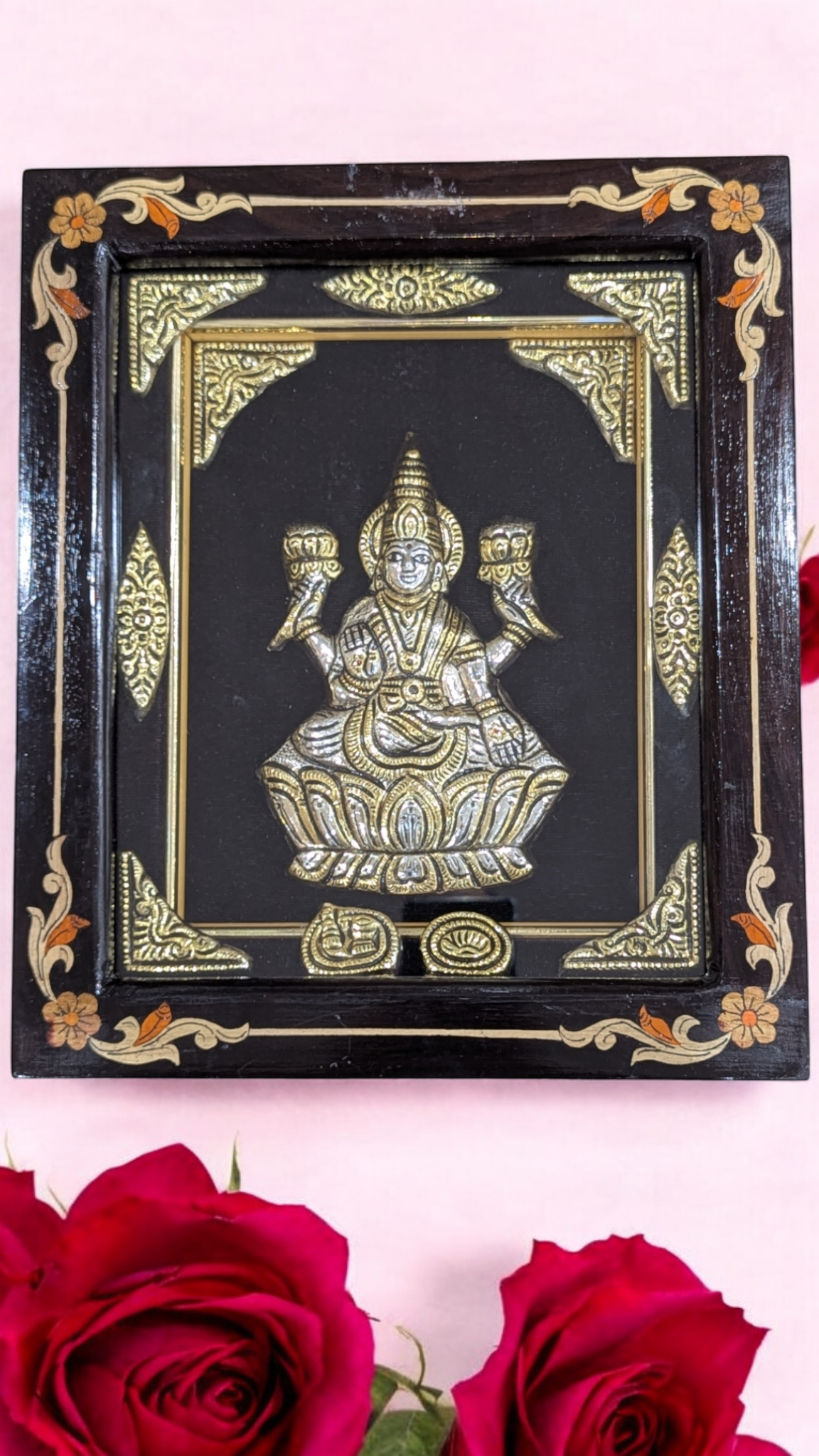 Silver Lakshmi Devi Rosewood Frame
