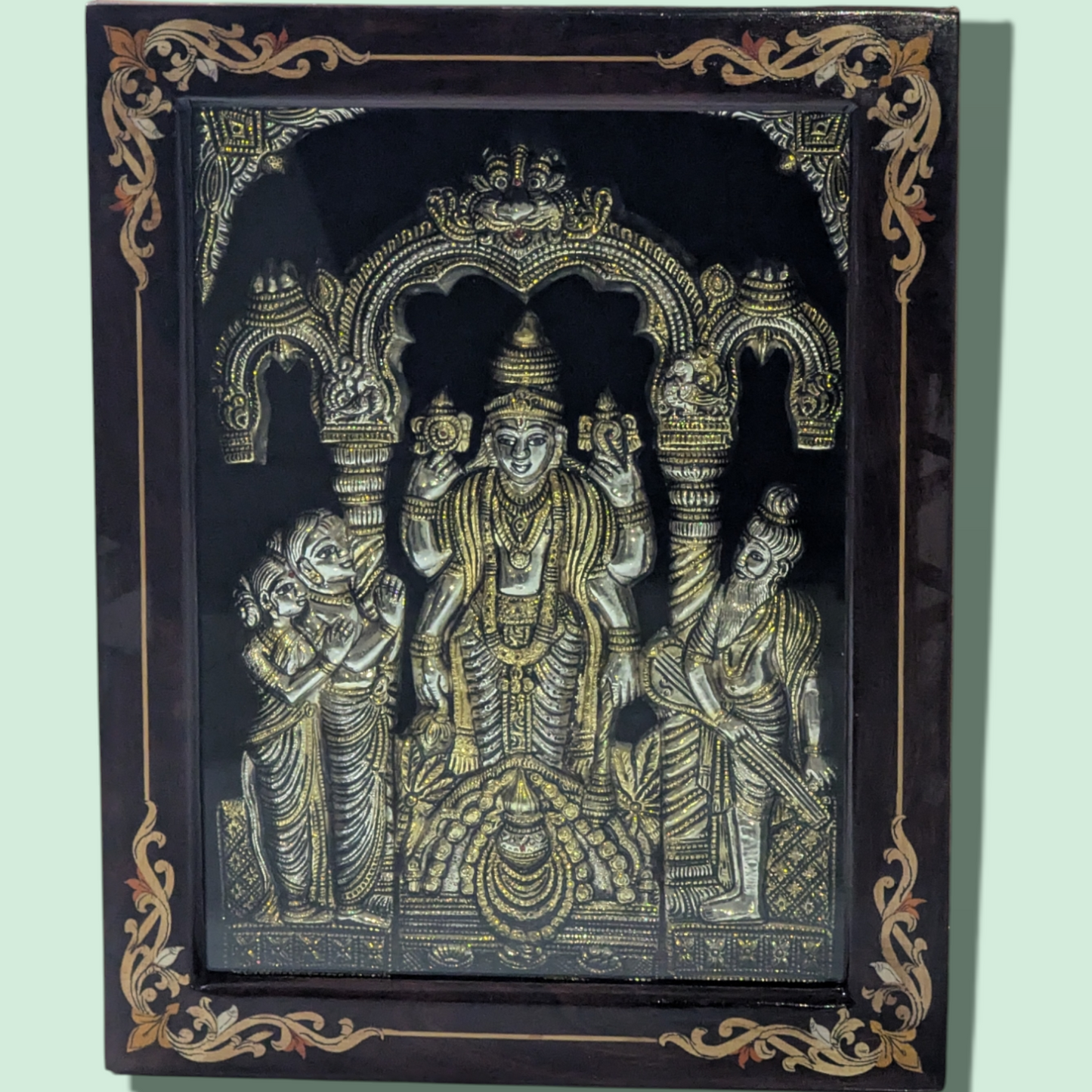 Silver Satyanarayan Rosewood Frame