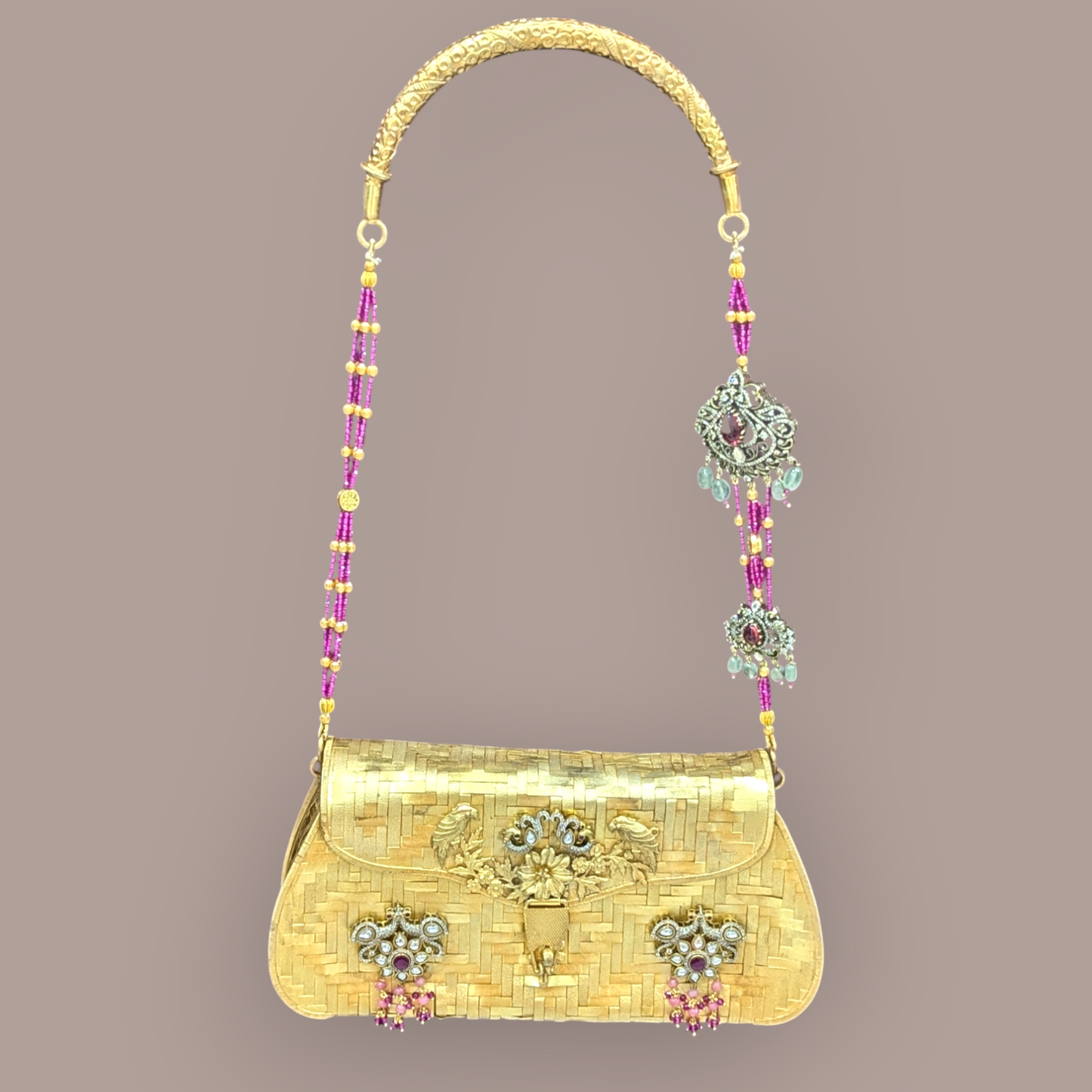 92.5 Silver Gold Polish Kundan Purse