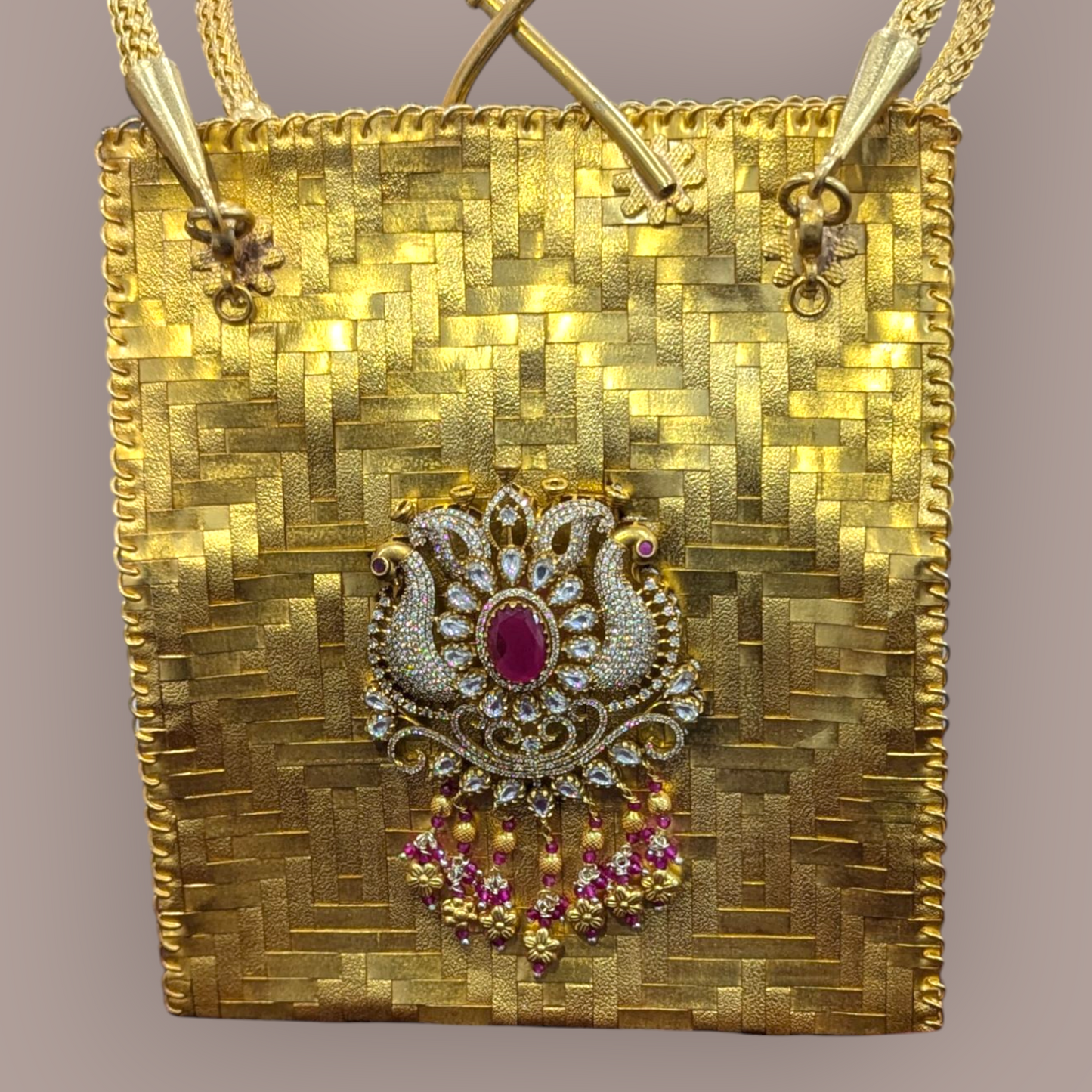92.5 Silver Gold Polish Kundan Purse