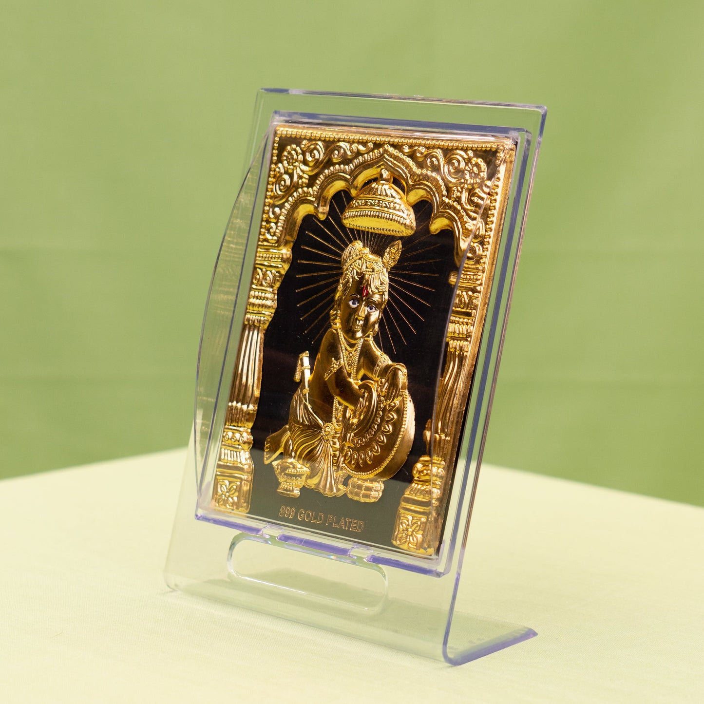 Gold Coated Laddu Krishna Frame (No 2) Square