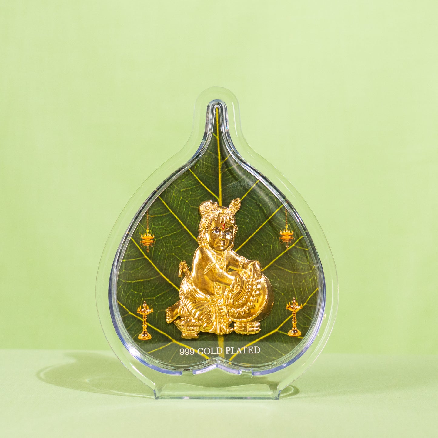 Gold Coated Laddu Krishna Frame (No 2) Leaf