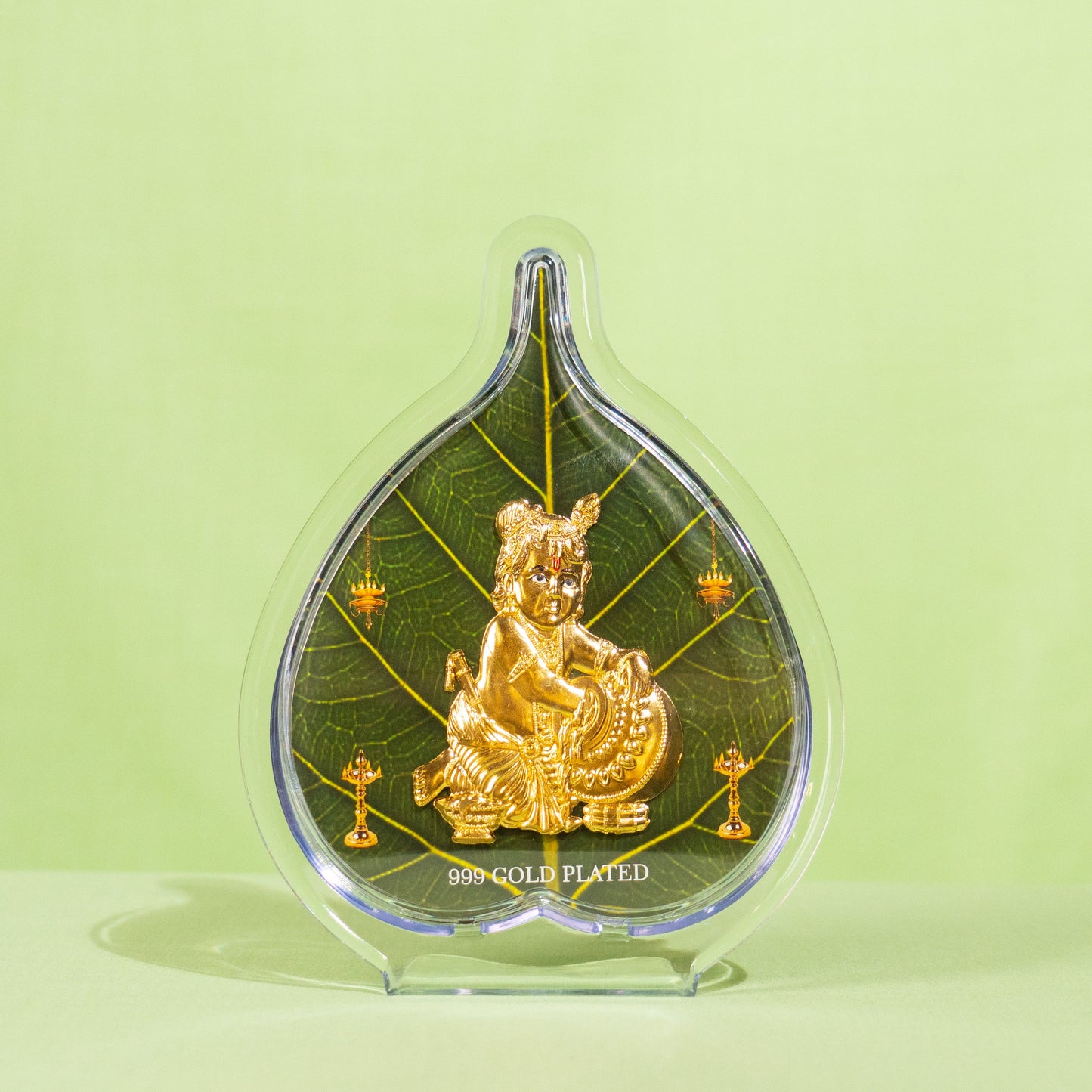 Gold Coated Laddu Krishna Frame (No 2) Leaf