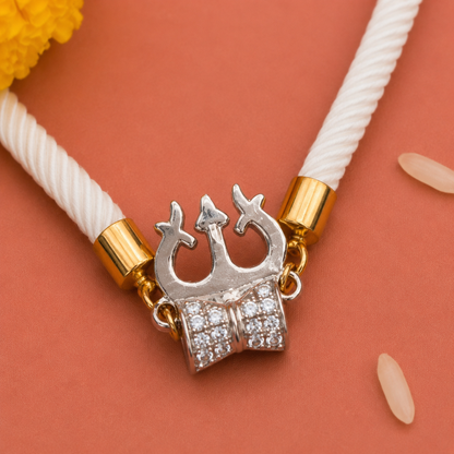 Silver Trishul thread Rakhi