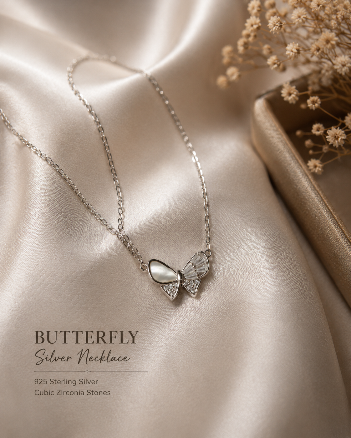 Silver Butterfly Radiance Pendent Set