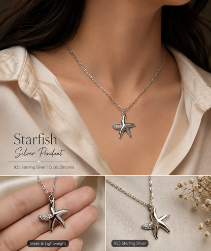 Silver Star Fish Chain Pendent Set