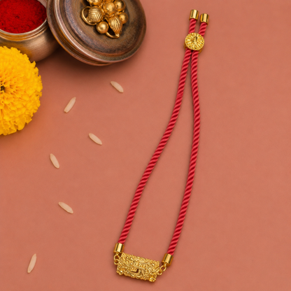Silver Swastik thread Rakhi