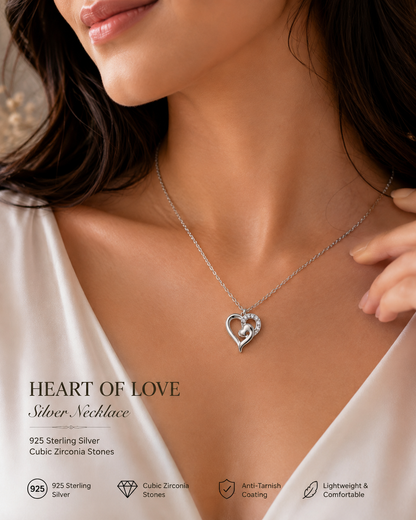 Silver Heart Of Love Chain- Pendent Set