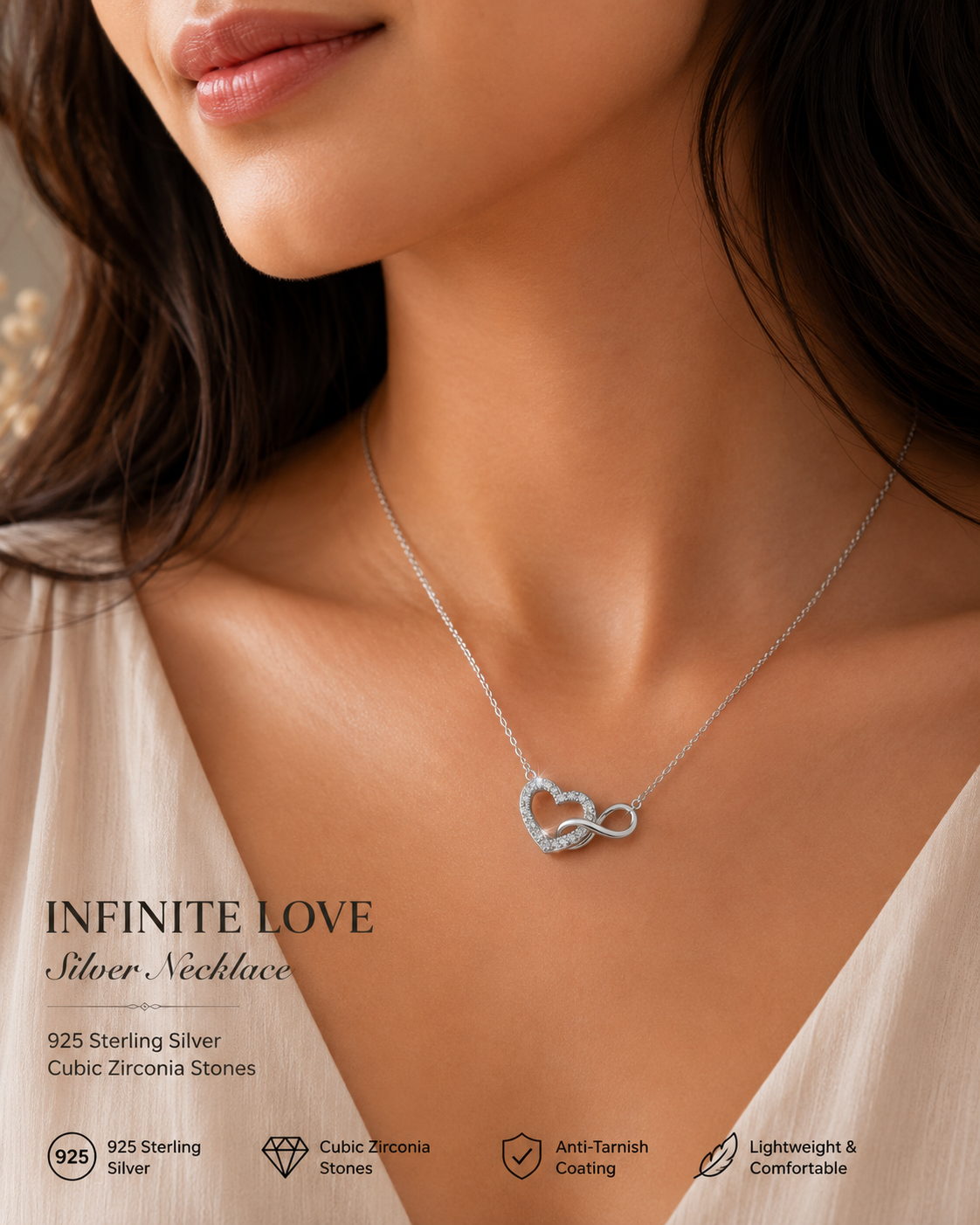 Silver Infinite Love Chain - Pendent Set