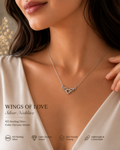 Silver Wings of Love Chain-Pendent Set