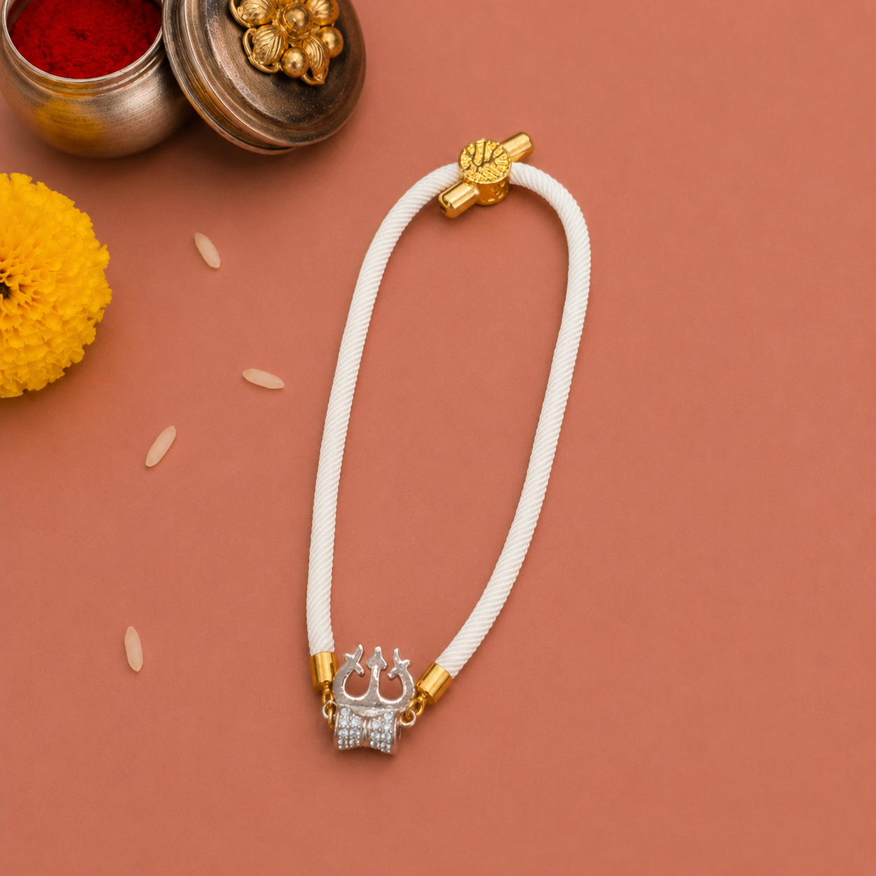 Silver Trishul thread Rakhi