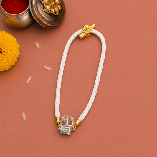Silver Trishul thread Rakhi