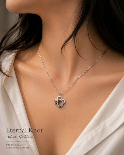 Silver Eternal Knot Chain-Pendent Set