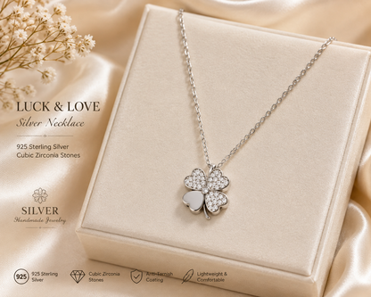 Silver Luck & Love Chain-Pendent Set