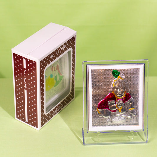 Silver Coated Laddu Krishna  Frame (No 2)