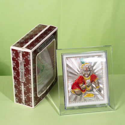 Silver Coated Laddu Krishna  Frame (No 3)