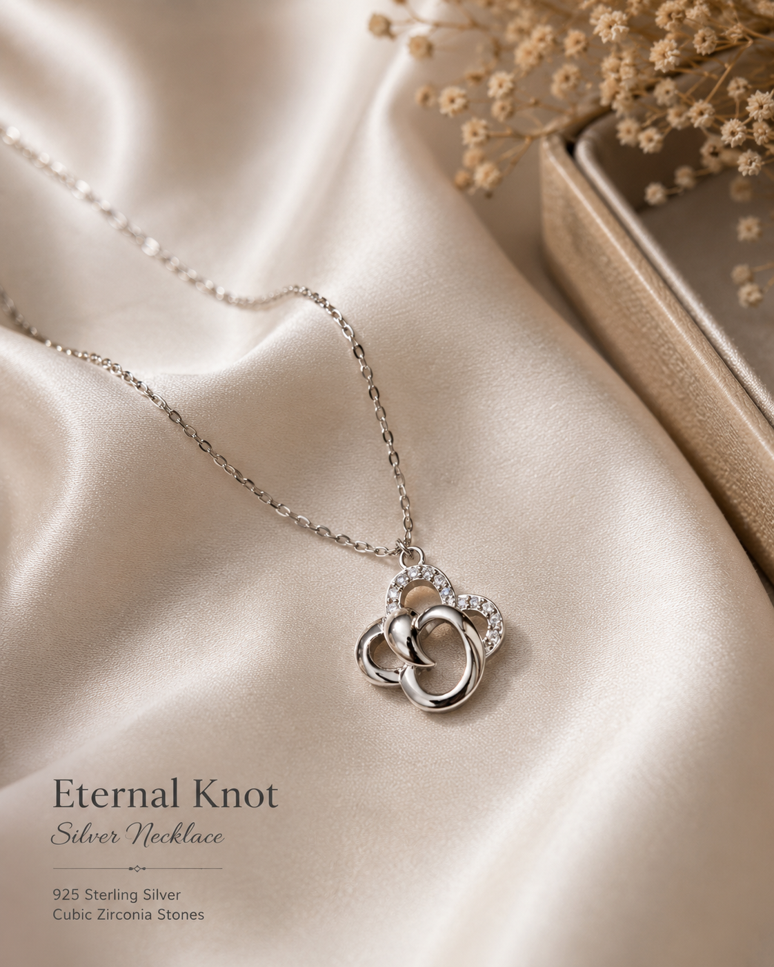 Silver Eternal Knot Chain-Pendent Set