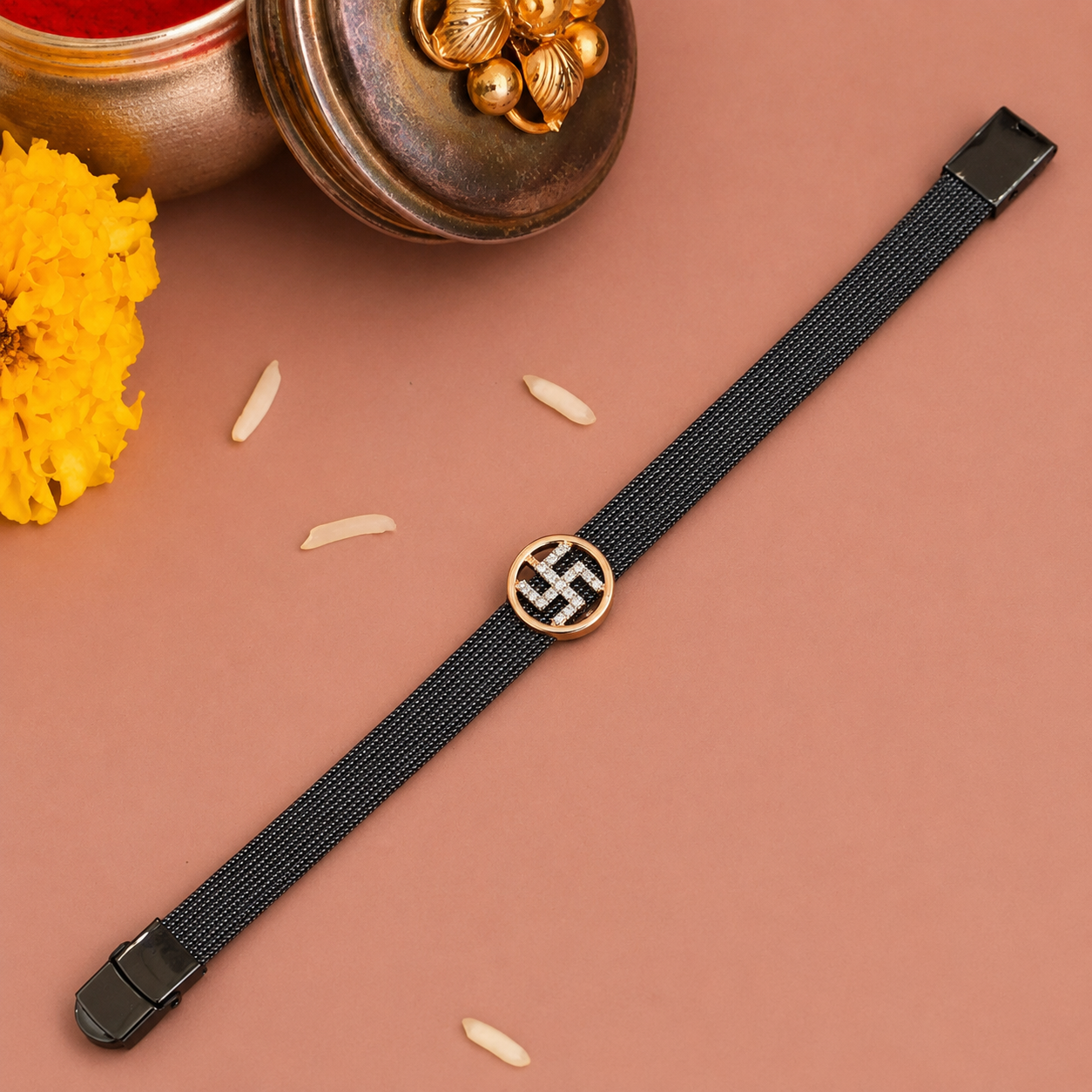 SILVER BELT SWASTIK RAKHI
