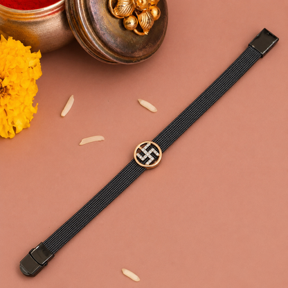 SILVER BELT SWASTIK RAKHI