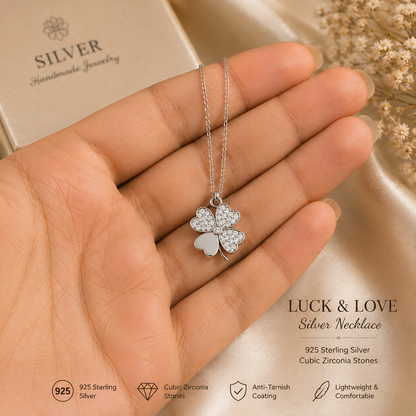 Silver Luck & Love Chain-Pendent Set