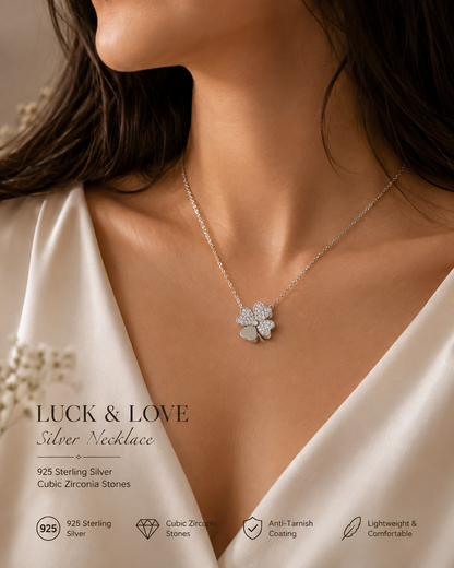 Silver Luck & Love Chain-Pendent Set