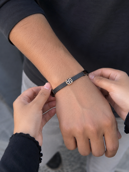 SILVER BELT SWASTIK RAKHI