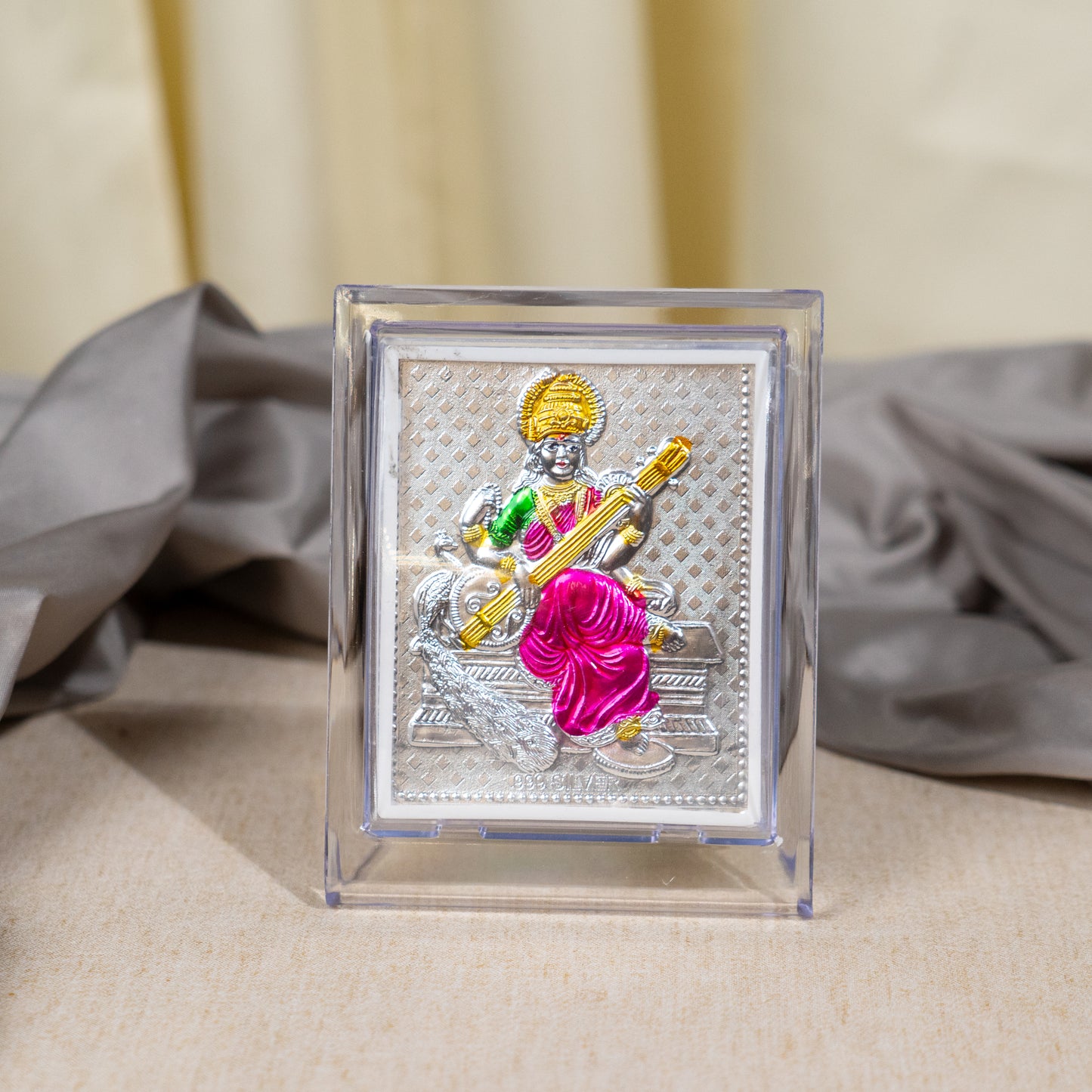 Silver Coated Saraswathi Devi Frame (No 1)
