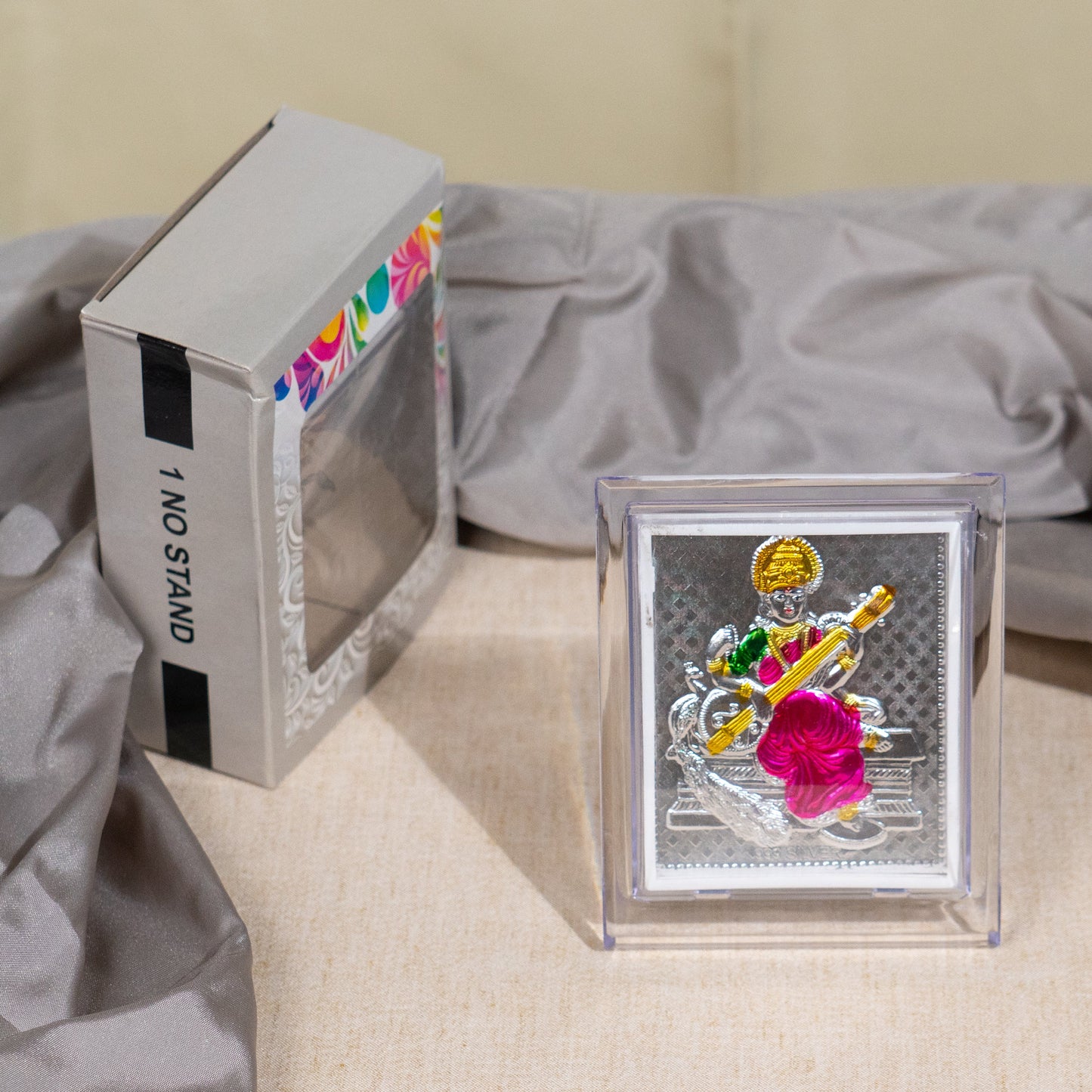 Silver Coated Saraswathi Devi Frame (No 1)