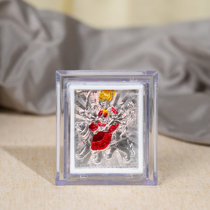 Silver Coated Durga Devi Frame(Mini)