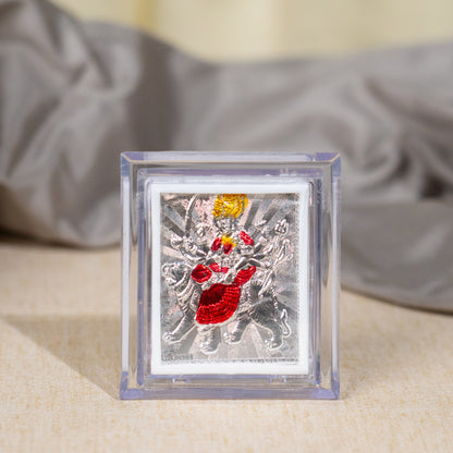 Silver Coated Durga Devi Frame(Mini)