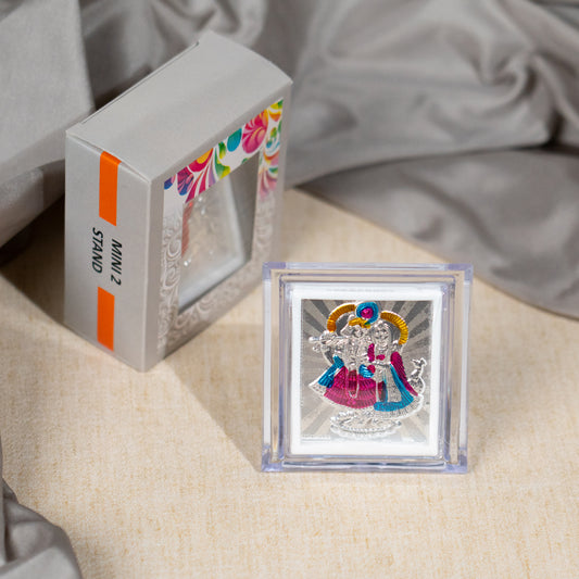 Silver Coated  Radha Krishna  Frame (Mini)