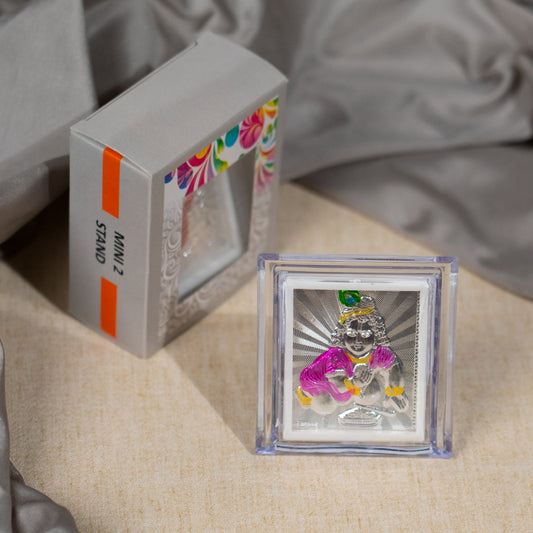 Silver Coated Laddu  Krishna  Frame (Mini)