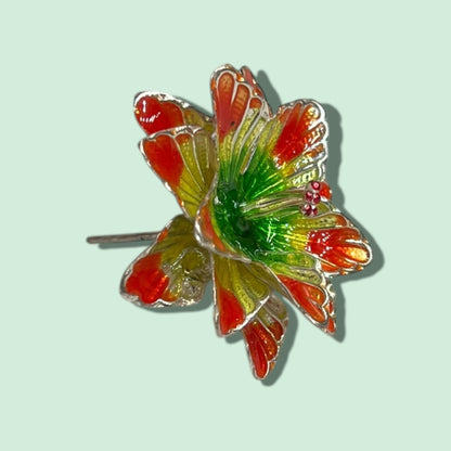 SILVER ENAMEL FLOWER