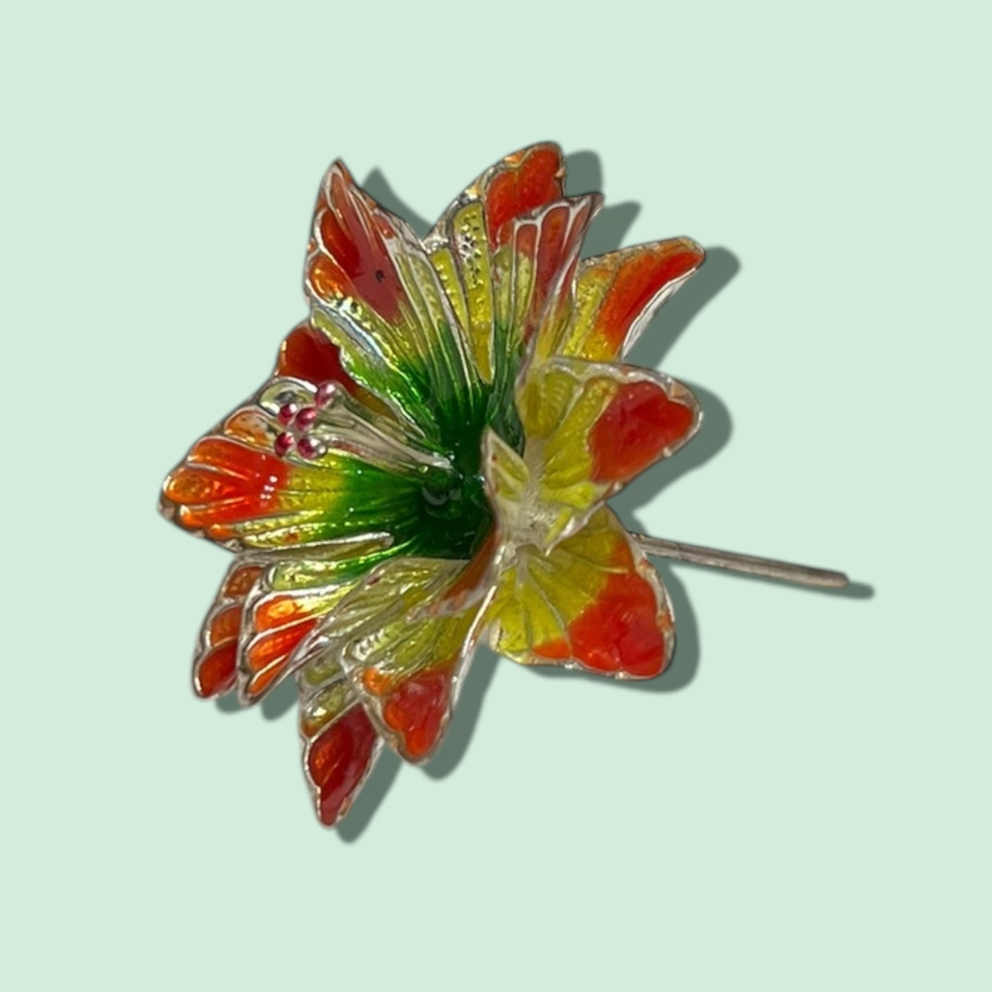 SILVER ENAMEL FLOWER